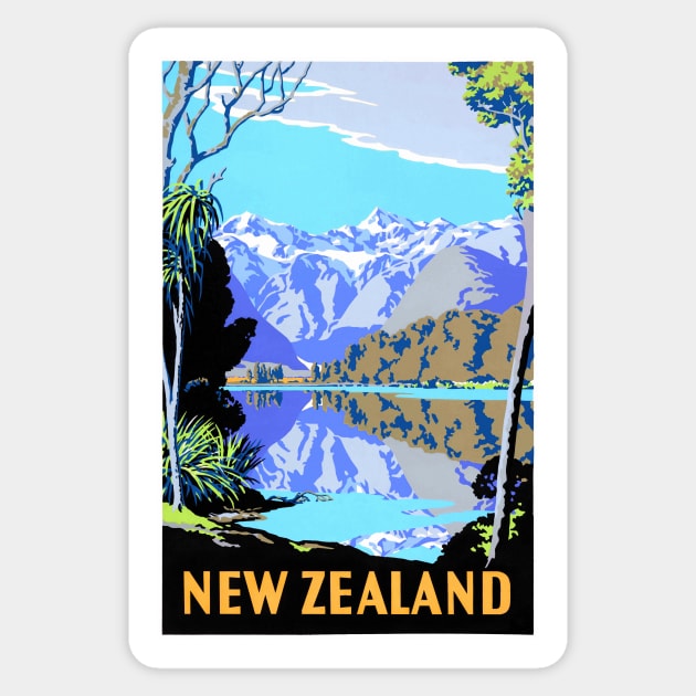 Vintage Travel Poster New Zealand Sticker by vintagetreasure